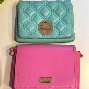Kate Spade Pink and Blue Quilted Crossbody Bag Set